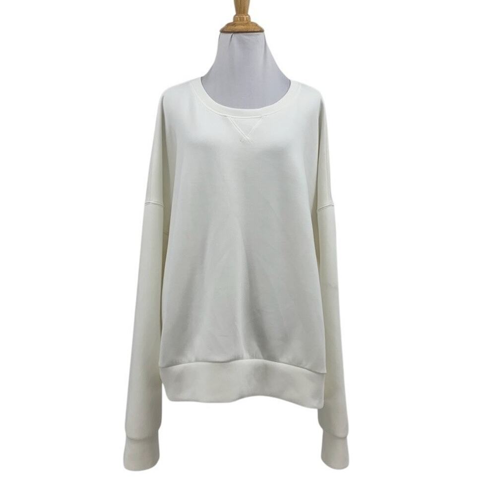 Spanx Sweatshirt Womens 2X Plus White Cream AirEssentials Drop Shoulder Boxy